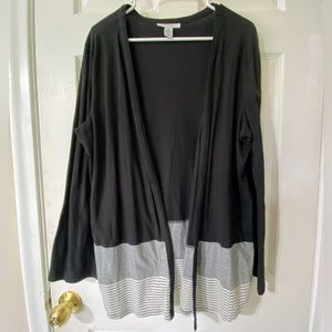 Style&co Women’s Black , Gray & White Cardigan with Stripes Size XL NWOT